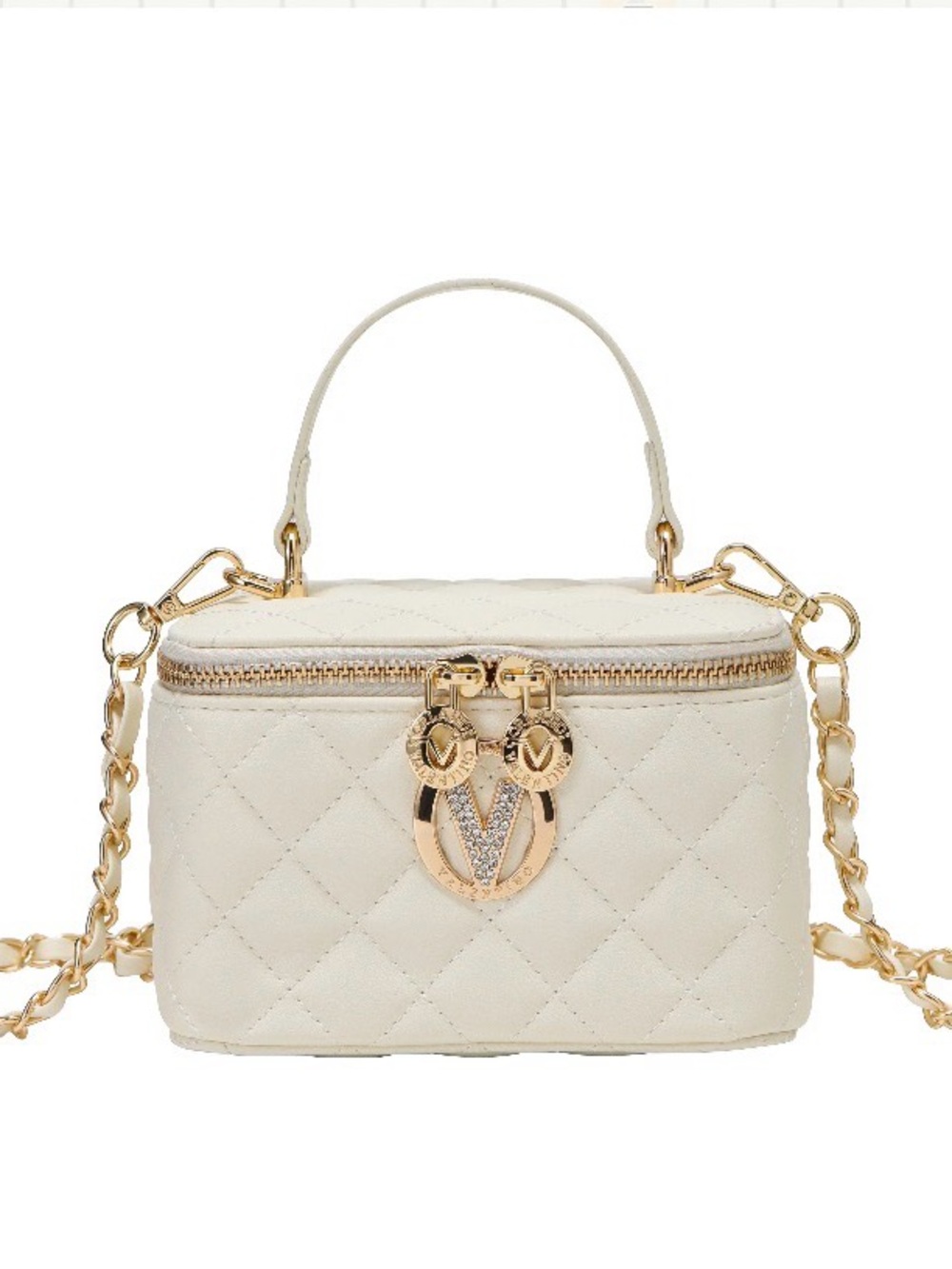 Valentino Orlandi Vittoria Vanity Top-Handle Bag with Gold Hardware